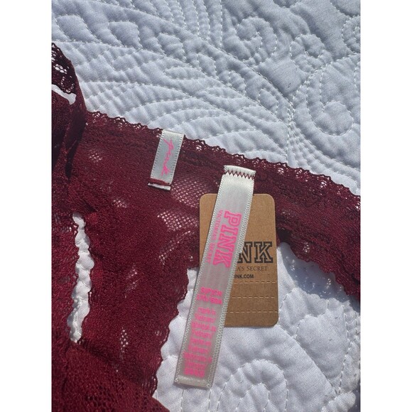 Victorias Secret All LACE Floral THONG Panty SEXY Strappy NWT Double Strap - Picture 4 of 5